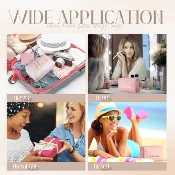 Aliceset 4 Pcs Preppy Makeup Bags Set Cute Makeup Pouchs Travel Cosmetic Bags Face Skin Hair Stuff Aesthetic Makeup Bags, PU Leather Waterproof Zipper Toiletry Pouch Gifts for Women Girl(Nude Pink)