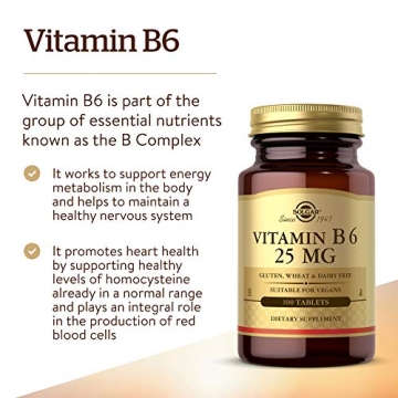 Solgar Vitamin B6 25 mg - Energy & Heart Health Support
