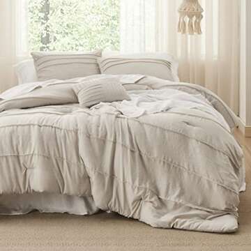 Bedsure Beige King Size Comforter Set - 4 Pieces Pinch Pleat Bed Set, Down Alternative Bedding Sets ...