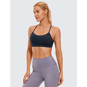CRZ YOGA Butterluxe Womens Y Back Sports Bra - Padded Racerback Low Impact Spaghetti Thin Strap Work...
