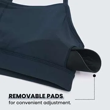 CRZ YOGA Butterluxe Womens Y Back Sports Bra - Padded Racerback Low Impact Spaghetti Thin Strap Workout Yoga Top True Navy Medium