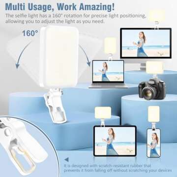 ALTSON 60 LED Portable Selfie Light Video Conference Lighting with Clip & Camera Tripod Adapter Rech...