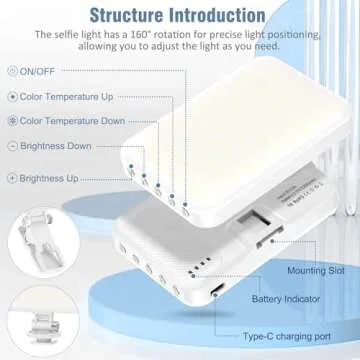 ALTSON 60 LED Portable Selfie Light Video Conference Lighting with Clip & Camera Tripod Adapter Rechargeable 2200mAh CRI 97+, 9 Light Modes for Phone iPhone Webcam Laptop Photo Makeup