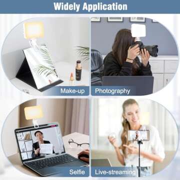 ALTSON 60 LED Portable Selfie Light Video Conference Lighting with Clip & Camera Tripod Adapter Rechargeable 2200mAh CRI 97+, 9 Light Modes for Phone iPhone Webcam Laptop Photo Makeup