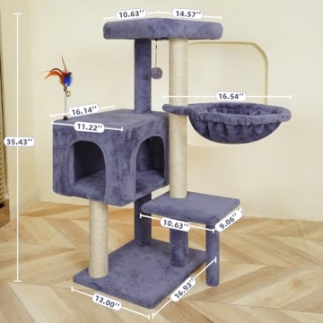 AIWIKIDE Multifunction Cat Tree with Cozy Hammock and Ball