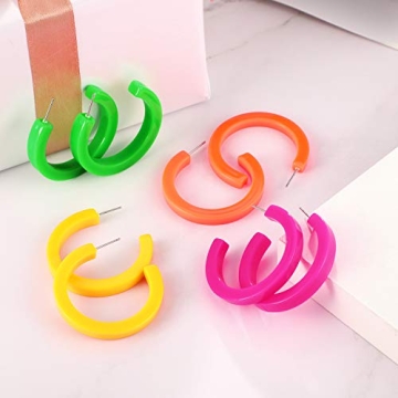 Skylety 80s Neon Earrings for Women - Retro Fun!