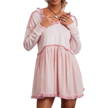 Stylish Yuemengxuan Women Hoodie Dress - Y2K Oversized Comfort in Pink