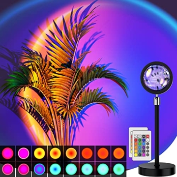 Bavcieu Sunset Lamp Remote 16 Colors LED Night Light