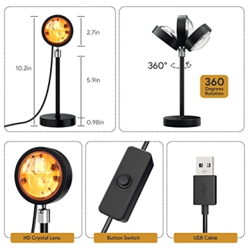 Bavcieu Sunset Lamp Remote 16 Colors LED Night Light