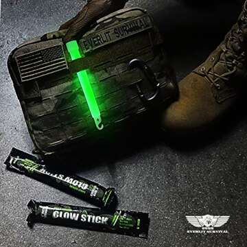EVERLIT Survival Emergency Glow Sticks- 6 Inches Light Sticks for First Aid Kit, Survival Kit, Camping, Hiking, Outdoor, Disasters, Emergencies Up to 12 Hours Duration… (6 Pack, Green)