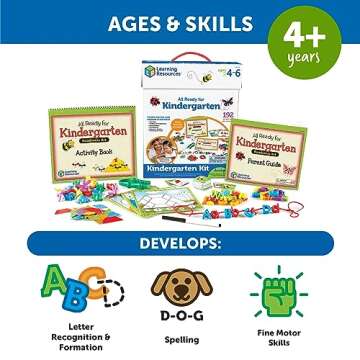 Learning Resources All Ready for Kindergarten Readiness Kit for Kids Ages 4+ Learning Activities for Kids, Kindergartner Prep Materials, Homeschool Supplies