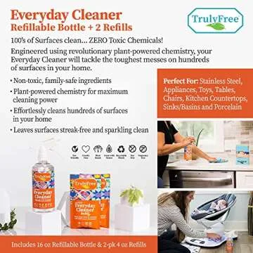 Truly Free Essentials Kitchen Cleaning Supplies Bundle, 4-Item Natural Cleaning Supplies Set, Home Cleaning Kit with Pet Safe Products, Plant Based Cleaning Products