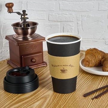 LITOPAK Disposable Coffee Cups Set with Lids and Sleeves