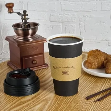 LITOPAK Disposable Coffee Cups Set with Lids and Sleeves