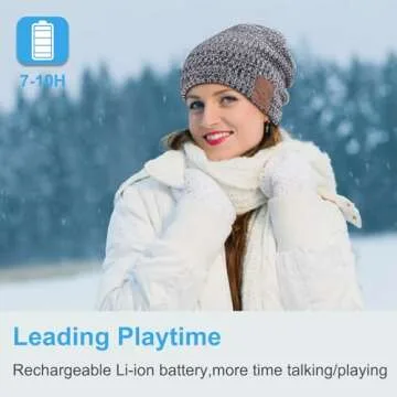 Qshell Bluetooth Beanie Hat, Winter Warm Soft Trendy Cap with Wireless Headphone Headset Earphone Stereo Speaker Mic Hands Free for Lifestyle Outdoor Sport,Compatible with iPhone Android - Gray