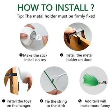 Oxawo Cat Toys Hanging Door Automatic Cat Toy Interactive Elastic Rope with Feather, Cat Catching Game Door Hanger (Hanging cat Toy)