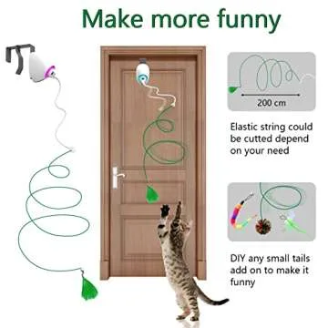 Oxawo Cat Toys Hanging Door Automatic Cat Toy Interactive Elastic Rope with Feather, Cat Catching Game Door Hanger (Hanging cat Toy)