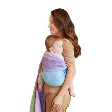 LÍLLÉbaby Ring Sling Baby Wrap Carrier for Infants & Toddlers (8-30lbs), Made for Versatile Babywearing, Support Wrap for Mother's, Adjustable & Sturdy, Lightweight & Comfortable (Rainbow)