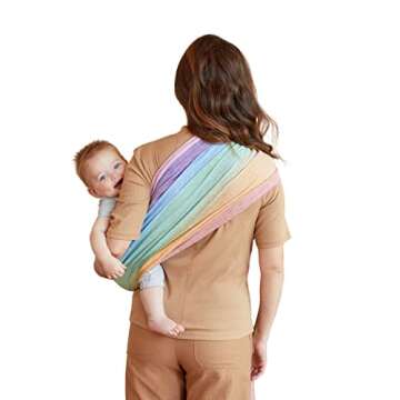 LÍLLÉbaby Ring Sling Baby Wrap Carrier for Infants & Toddlers (8-30lbs), Made for Versatile Babywearing, Support Wrap for Mother's, Adjustable & Sturdy, Lightweight & Comfortable (Rainbow)