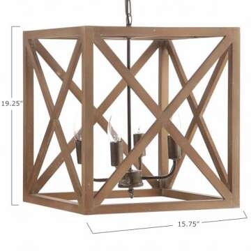 Creative Co-Op Square Wood and Metal Chandelier