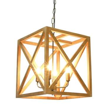 Creative Co-Op Square Wood and Metal Chandelier
