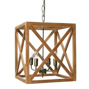 Creative Co-Op Square Wood and Metal Chandelier