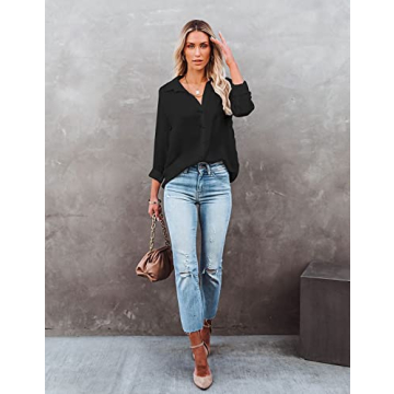 Chic Women's Long Sleeve Button Down Casual Blouse