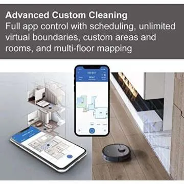 ECOVACS Deebot OZMO T5 2in1 Robot Vacuum and Mop Cleaner with Precise Laser Navigation and Multi-Floor Mapping Full Custom Cleaning, No-Go Zones, 3+ Hours of Runtime, App Control, Black