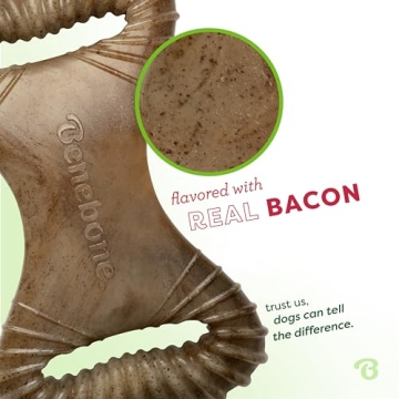Benebone Durable Dog Chew Toy with Real Bacon Made in USA