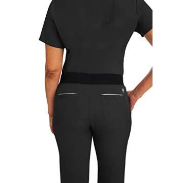 Healing Hands Womens Scrubs Pants 6 Pocket HH360 9151 Nisha Waistband Drawstring Premium Scrub Pant Athletic Design Black LP