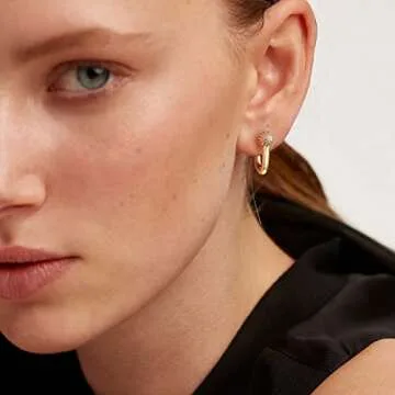 MTMY Huggie Hoop Earrings 14K Gold Plated Cubic Zirconia Dainty Simple Cute Beads Elegant CZ Circle Small Hoop Earring for Women Minimalist Handmade Hypoallergenic Jewelry