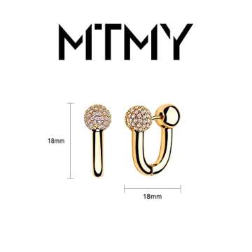 MTMY Huggie Hoop Earrings 14K Gold Plated Cubic Zirconia Dainty Simple Cute Beads Elegant CZ Circle Small Hoop Earring for Women Minimalist Handmade Hypoallergenic Jewelry