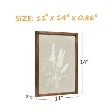 Heiple Framed Boho Wall Art Set of 4 Wooden Wall Art for Rustic Vintage Farmhouse Home Living Room Bedroom Bathroom Kitchen Wall Decor (Brown, 11"x14")