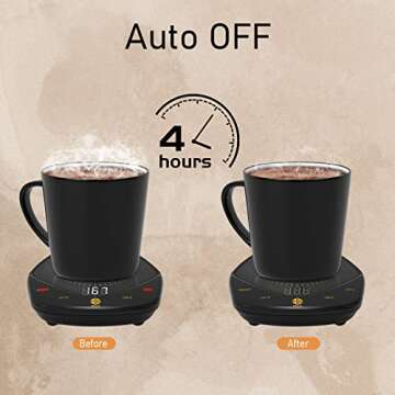 Coffee Mug Warmer for Desk,Gravity-Sensing Power-Off,Fastest Heating & 3 Temp Coffee Warmer for Desk, Auto Shut Off 4h Candle Warmer Plate for Jar Candles,Tea, Water, Beverage & Coffee Gifts (No Mug)