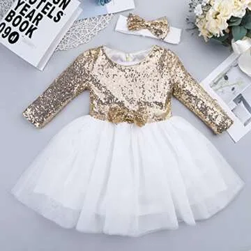 Toddler Gold Princess Dress for Birthdays and Weddings