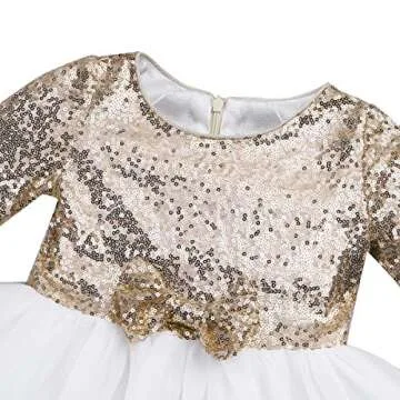 Toddler Gold Princess Dress for Birthdays and Weddings