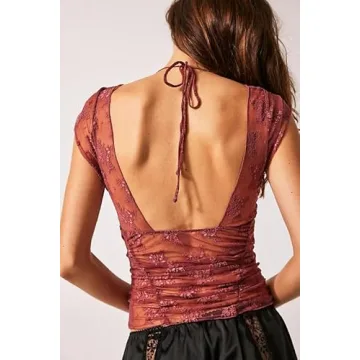 Chic Y2K Floral Lace Backless Crop Top for Women