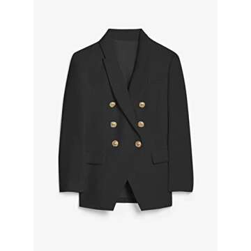 Asvivid Lapel Long Sleeve Double Breasted Office Black Blazers for Women Work Casual Fall Lightweight Blazer Jacket Lightweight Suit M