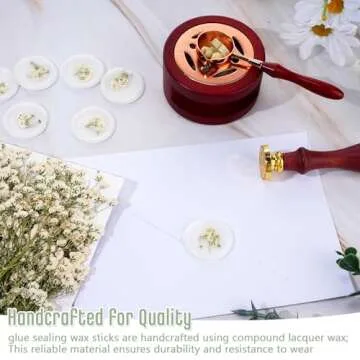 Qilery Adhesive Wax Seal Stickers White Dry Floral Backing Envelope Seals Wedding for Wedding Invitations Bridal Shower Party Letter Envelope(50 Pcs,Baby's Breath)