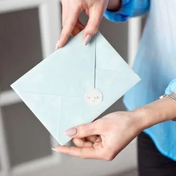 Qilery Adhesive Wax Seal Stickers White Dry Floral Backing Envelope Seals Wedding for Wedding Invitations Bridal Shower Party Letter Envelope(50 Pcs,Baby's Breath)