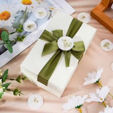 Qilery Adhesive Wax Seal Stickers White Dry Floral Backing Envelope Seals Wedding for Wedding Invitations Bridal Shower Party Letter Envelope(50 Pcs,Baby's Breath)