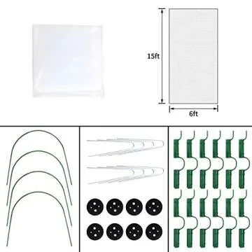 Growsun Garden Tunnel Plant Cover w/Arch Shape Poly Vegetable Greenhouse Hoops PE Film Tunnels for Raised Bed Outdoor Growing Garden Staples Include, Clips Updated