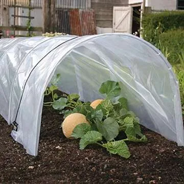 Growsun Garden Tunnel Plant Cover w/Arch Shape Poly Vegetable Greenhouse Hoops PE Film Tunnels for Raised Bed Outdoor Growing Garden Staples Include, Clips Updated