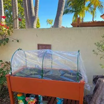 Growsun Garden Tunnel Plant Cover w/Arch Shape Poly Vegetable Greenhouse Hoops PE Film Tunnels for Raised Bed Outdoor Growing Garden Staples Include, Clips Updated