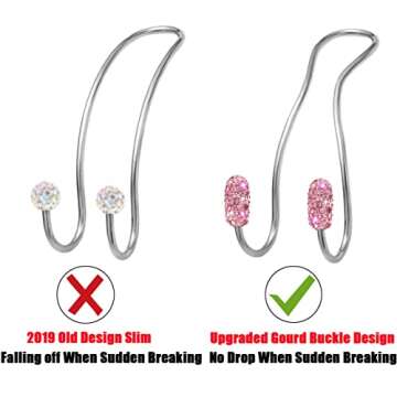 MTGOCHA Car Headrest Hooks Car Purse Hook, Universal Bling Car Seat Hooks Hanger, Car Hook for Purses and Bags Cute Metal Car Purse Holder Hook, Bling Car Accessories for Women, Pink