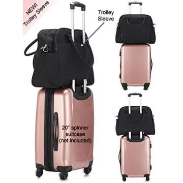 Lily & Drew Carry On Weekender Overnight Travel Shoulder Bag for 15.6 Inch Laptop Computers for Women (Black V2)