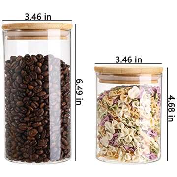 Lawei 6 Pack Glass Storage Jars with Bamboo Lids