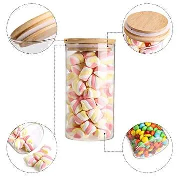 Lawei 6 Pack Glass Storage Jars with Bamboo Lids