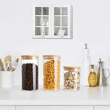 Lawei 6 Pack Glass Storage Jars with Bamboo Lids