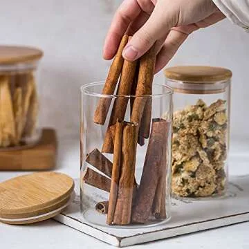 Lawei 6 Pack Glass Storage Jars with Bamboo Lids